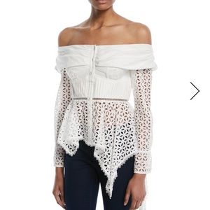 SELF PORTRAIT White Asymmetric Broderie Top